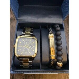 True Religion Tank Gunmetal And Gold Men’s Watch With Bracelets Gift Box NEW